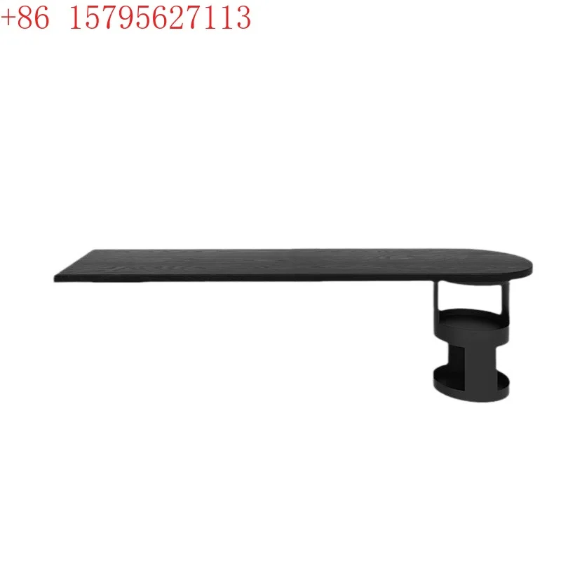 Italian minimalist double horizontal hall sofa back strip study table black solid wood desk