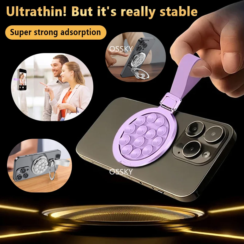 

OSSKY Suction Cup Magnetic Phone Holder Selfie Call Video Lazy Stand Mirror Shower Silicone Suction Cup Phone Holder with Grip