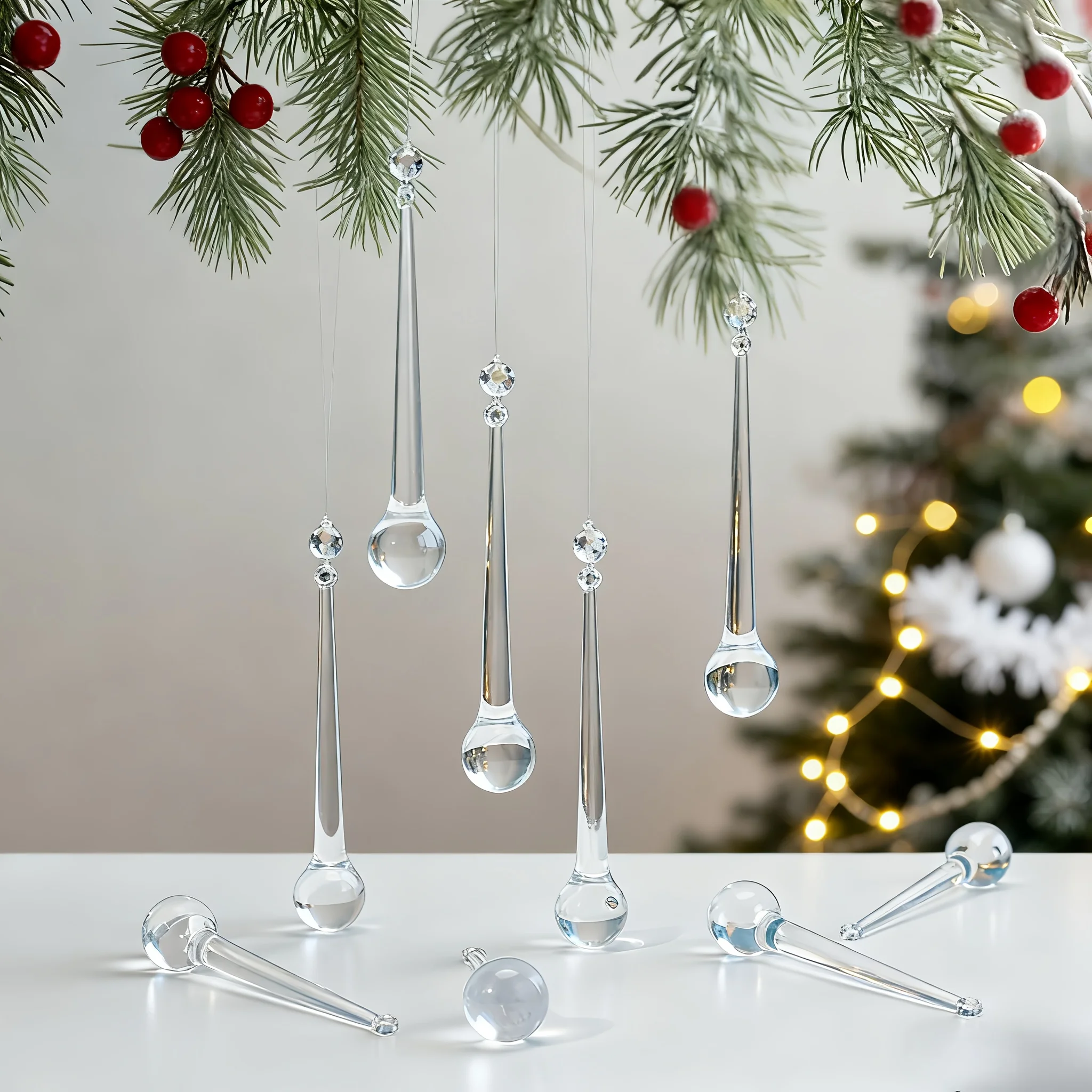 

Acrylic Waterdrop Pendants Crystal Ceiling Light Decoration Dream Wedding Hanging Balls For Banquet Hall Decor Fresh Sweet Style