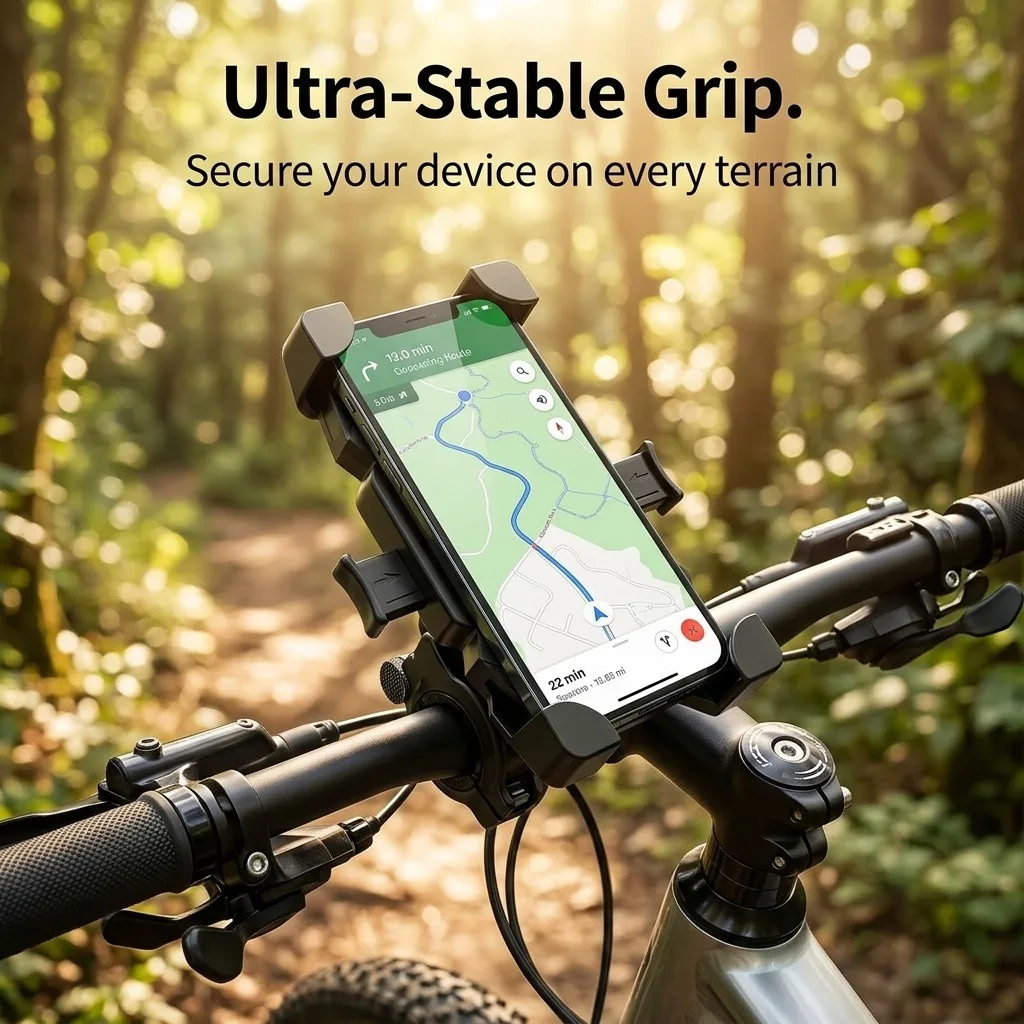 Motorcycle Phone Mount 4-Claw Lock 360° Rotatable Handlebar Phone Holder for Bike Bicycle Scooter