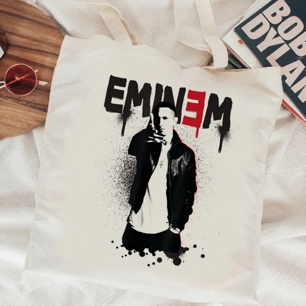 

Хлопковая сумка для покупок Eminem, эко-сумка для покупок, многоразовая Джутовая сумка-тоут, эко-сумка для покупок