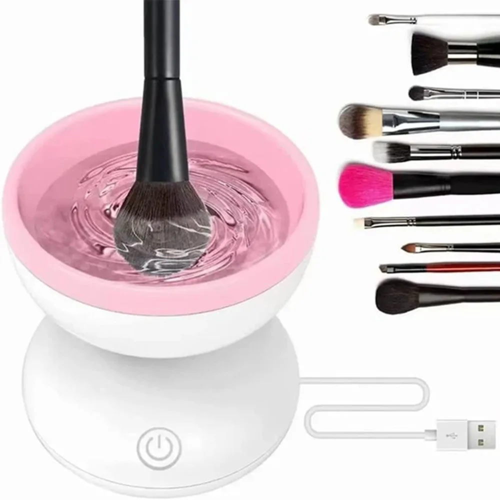 USB Makeup Brush Cleaner Machine Electric Cosmetic Brush Cleaning Washing Tools Travel Portable Automatic Dehydration Function