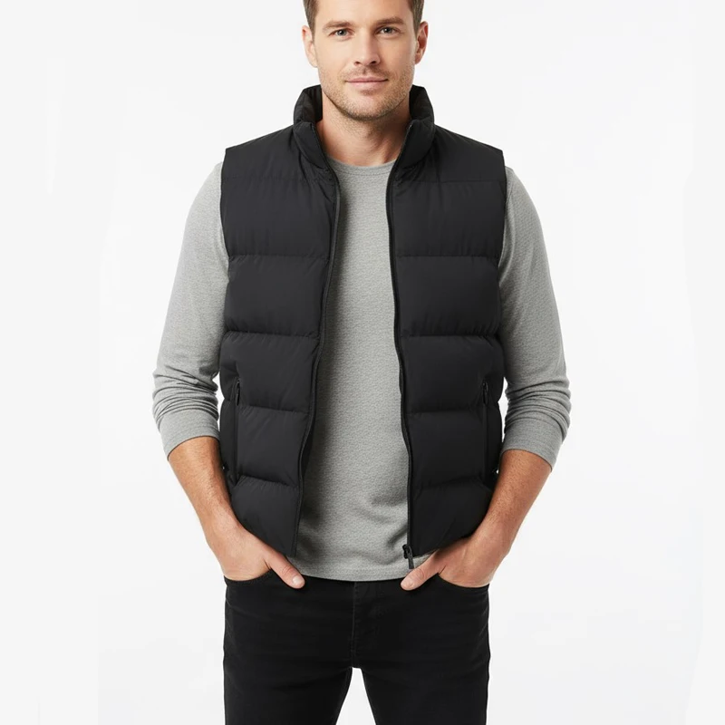 

Winter Men's Warm Down Vests Fashion Men Stand Collar Windbreaker Waistcoats Outdoor Men Sports Cotton Thermal Vests Clothing