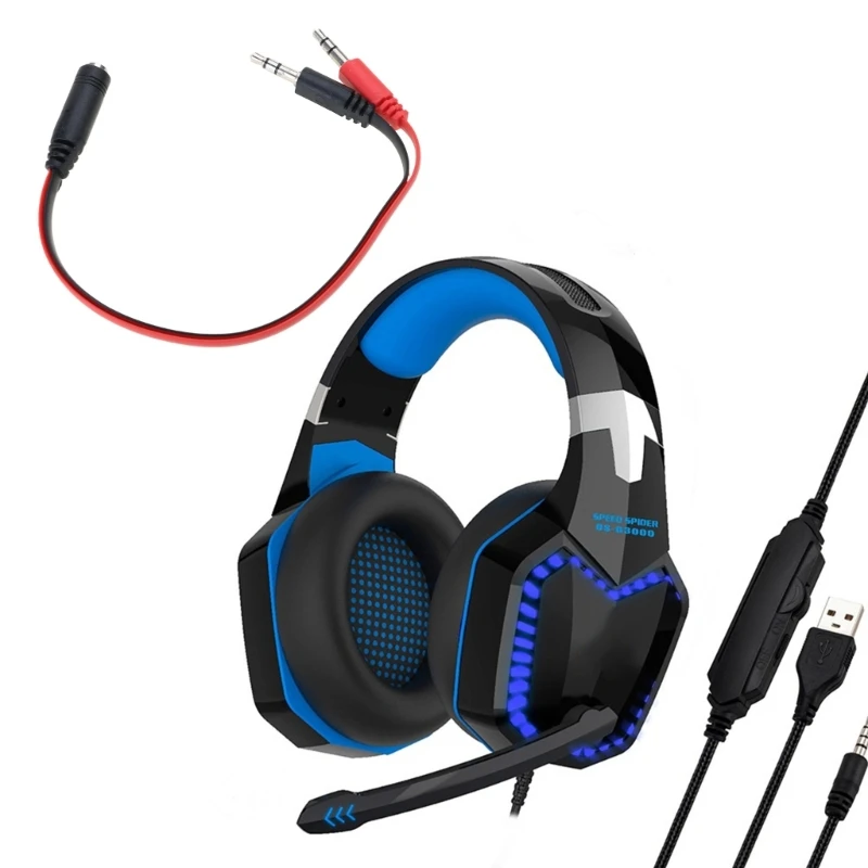 nghe chơi game trên Q5WA với micrô đèn LED 3,5mm nghe có dây cho máy tính xách tay máy tính xách tay PC