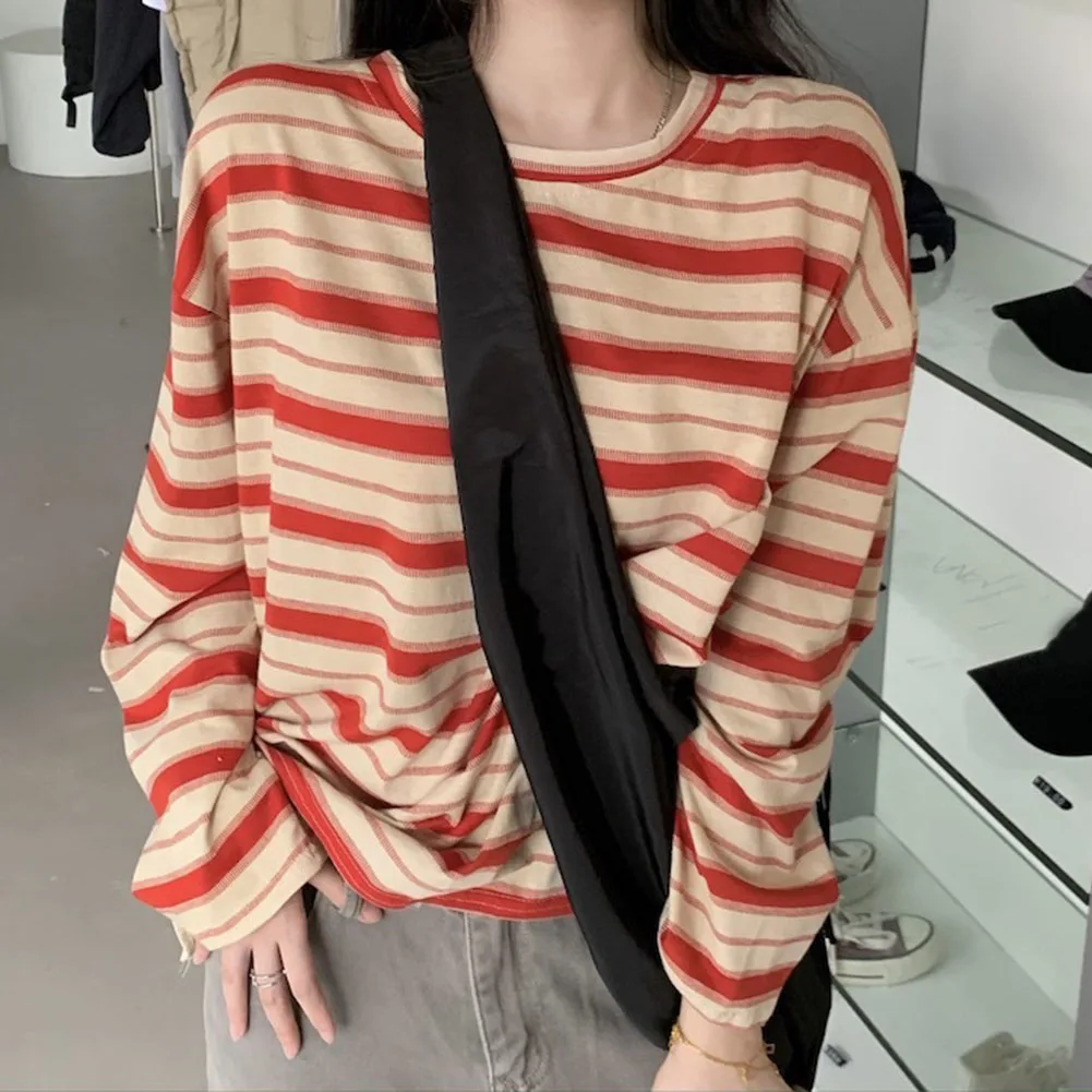

For Spring Summer Ladies' Striped Top M Bust 112cm Weight 40-50KG Spring Summer Autumn Winter Top Striped Shirt