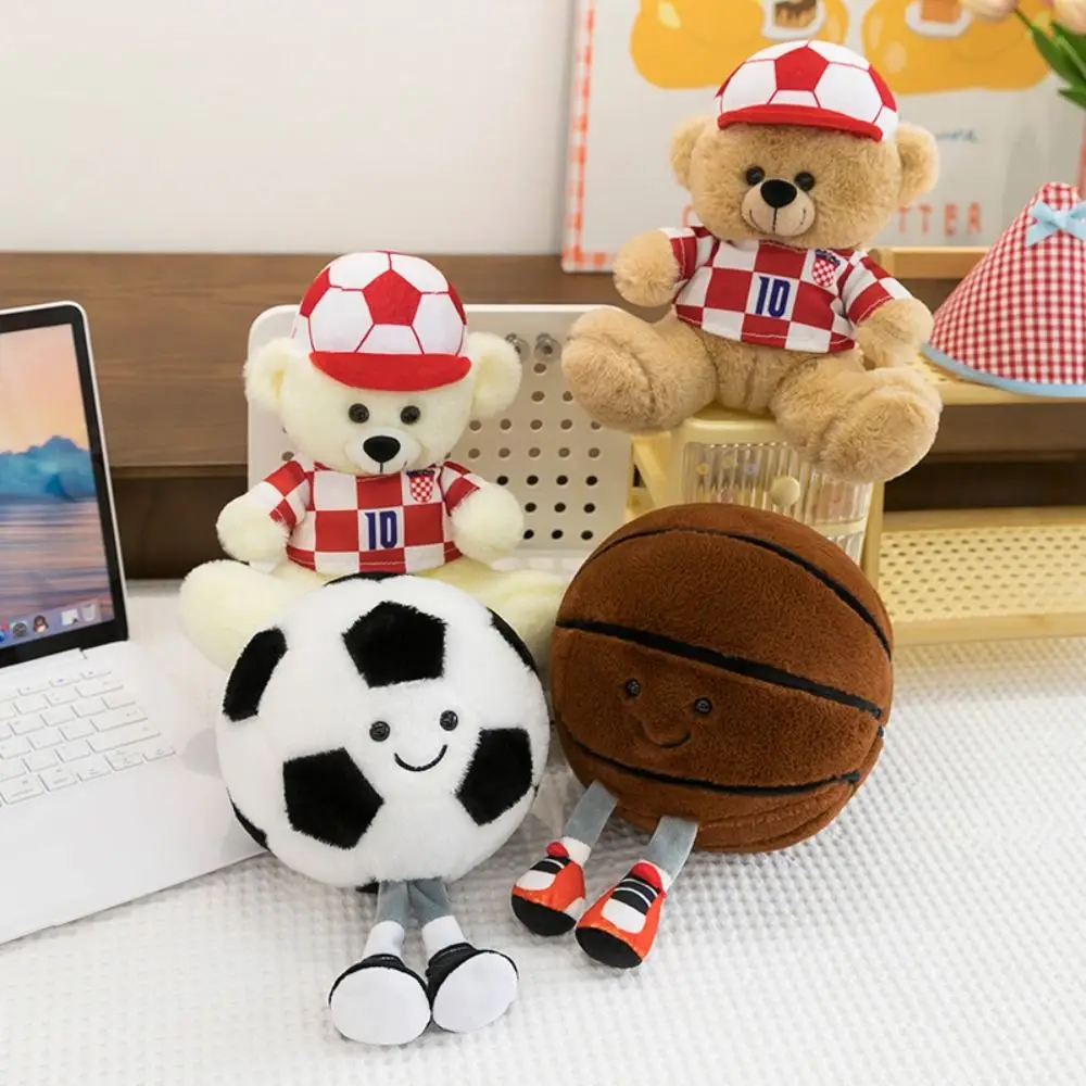 

PP Cotton Football Basketball Plush Doll Fluffy Interactive Sportsman Bear Plush Toys Handmade Ins Sports Theme Stuffed Toys