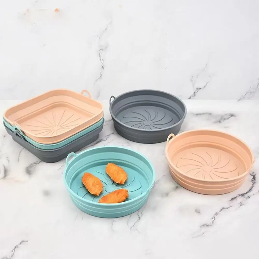 Silicone Air Fryer Silicone Liner Foldable Square Round Air Fryer Baking Tray Non-slip Multicolor BBQ Baking Pan