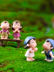 2pcs Left Right Couple Miniature Figurines Mossy Micro-landscape Fairy Garden Miniatures Home Decor Modern Home Decoration