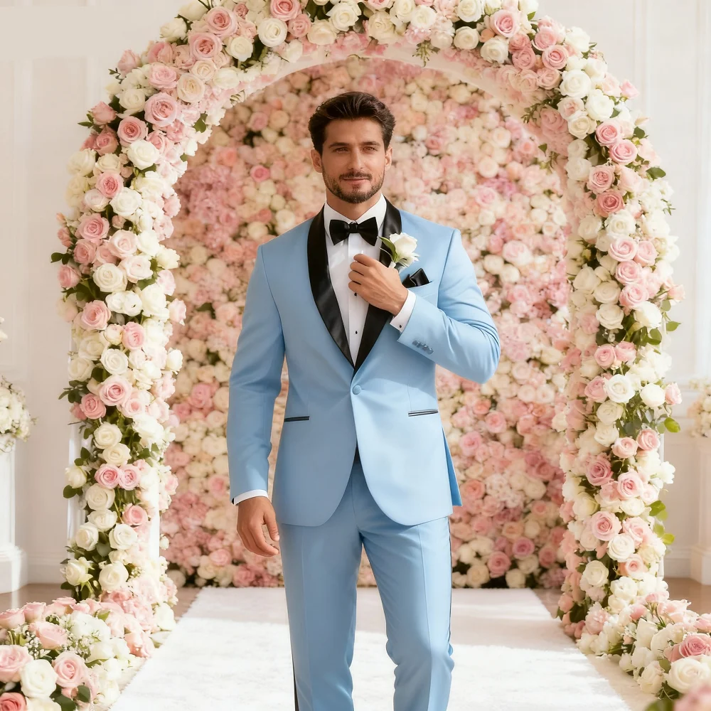 

Tuxedo Shirt for Men Fine Fit Wedding Ceremony Smoking Gentleman's Suit Solid Color Men's Ternos Fe Trajes Para Hombre