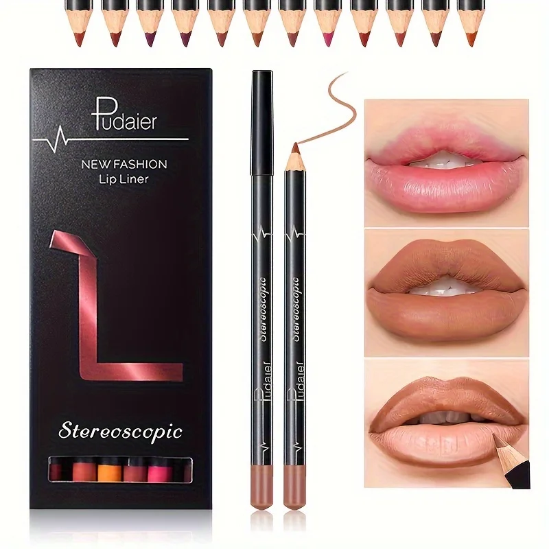 Set di matite opache da 12 colori - Matita labbra impermeabile, resistente, tazza antiaderente - Regalo di Natale - Contiene pianta Squalane