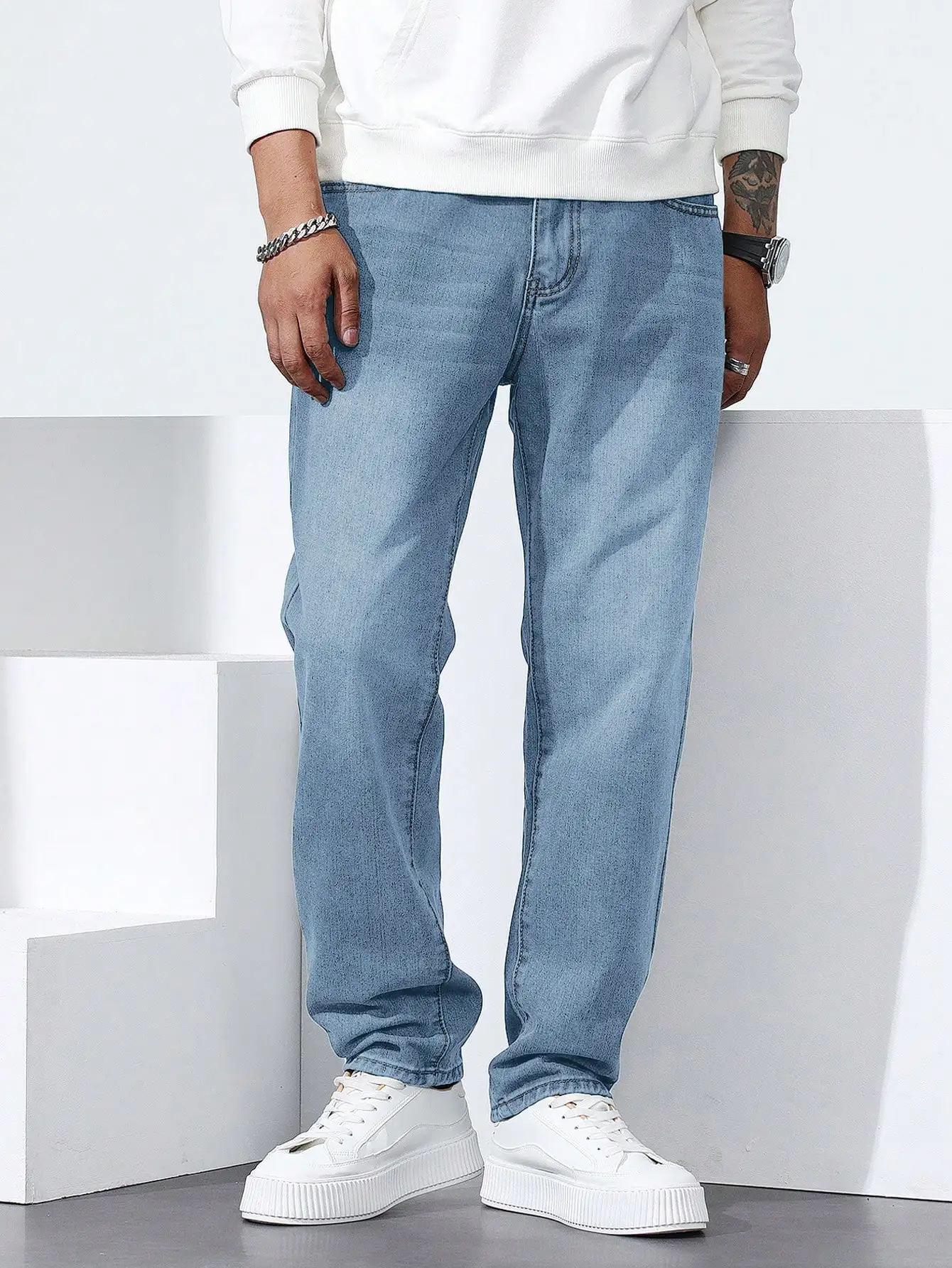 RivetRise Herren Loose Fit Gerade Bein Lässig Jeans mit Taschen, vielseitig einsetzbar