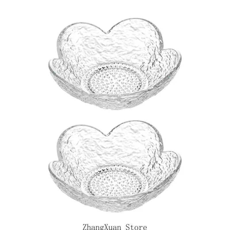 Flower Condiment Dish in Glass with a Textured Center for Garlic Rubbing 3XUF