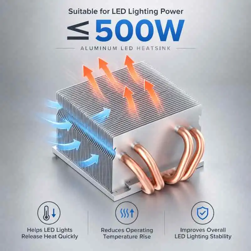 ≤500W Heat Pipe Radiator LED Light Heat Sink Extend Lamp Life Protect LED Chips Drivers from High Heat for Stage & Outdoor Light