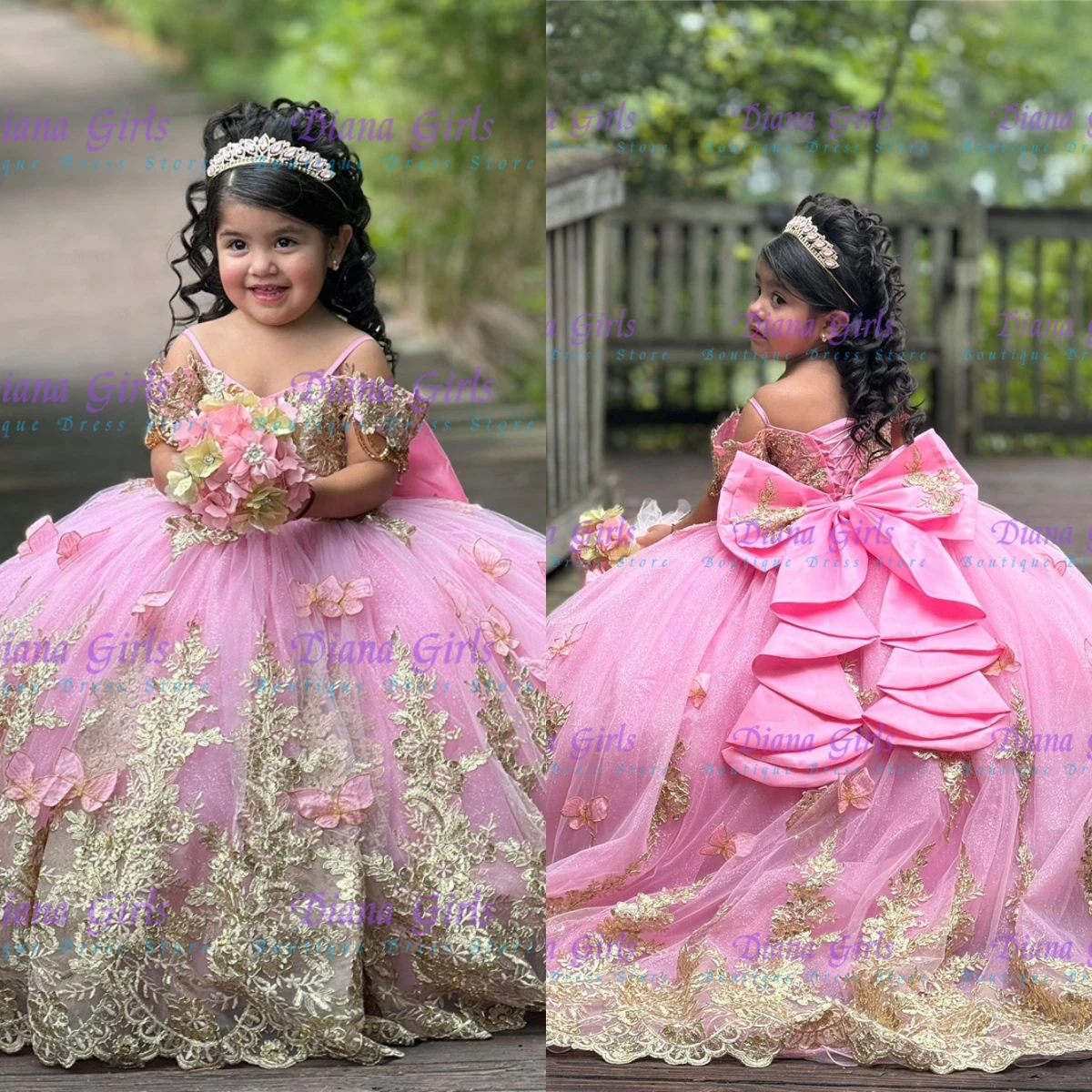 

Quality Lovely Flower Girl Dress Pink Tulle Fluffy Applique for Baby Princess Wedding Kids Birthday Party Evening Ball Gowns