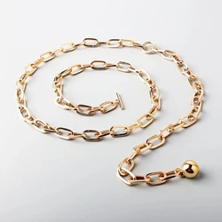 Women Waist Chain Round Ball Simple and Versatile Decorative Dress Fashionable Metal Slim Belt for Women
