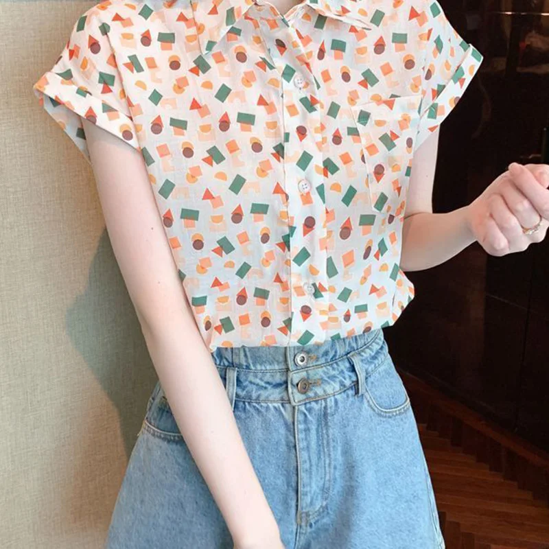 French Style Floral Chiffon Fashion Elegant Young Style Short Sleeve Shirt Summer New Loose Age Reduction Popular Women\'s Top