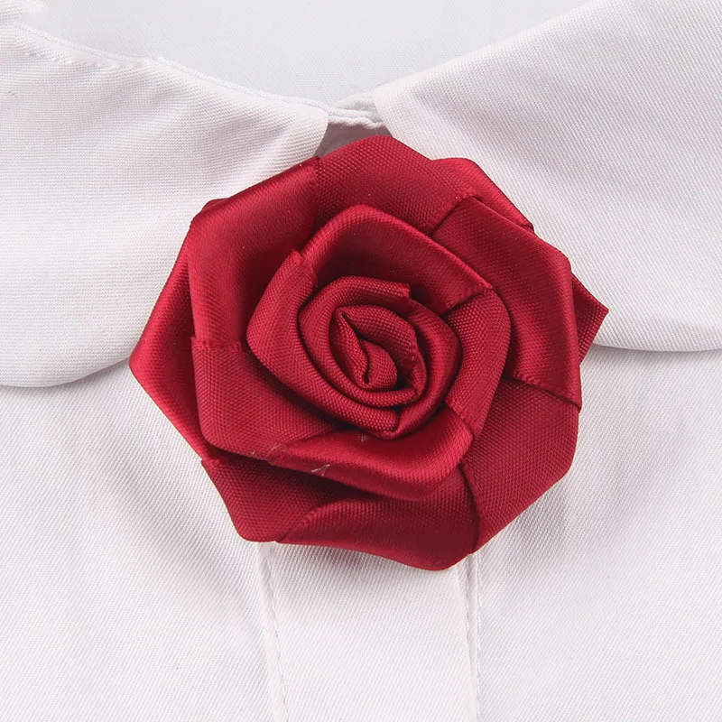 New Retro Hand Folded Roses 15 Colors Men And Women Clothing Accessories Corsage Pin Brooch H1296