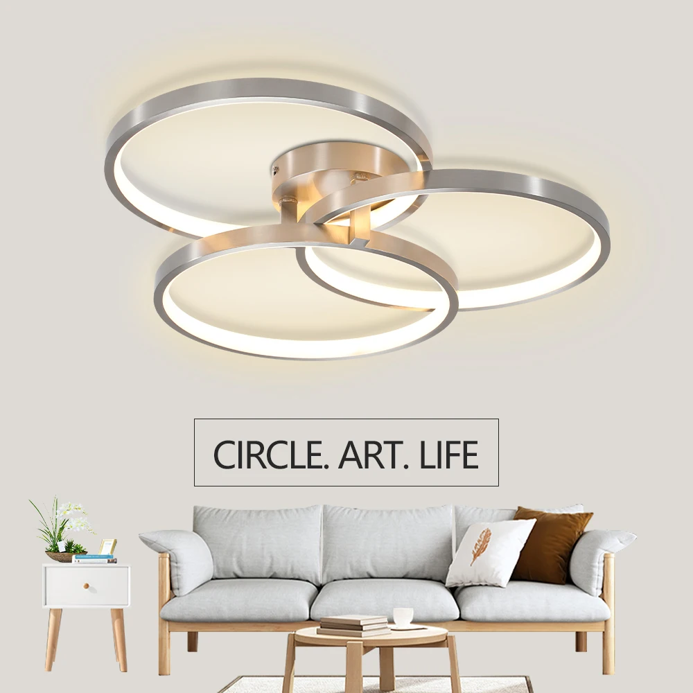 Three ring design, modern semi embedded installation, inner ring LED lighting ceiling light