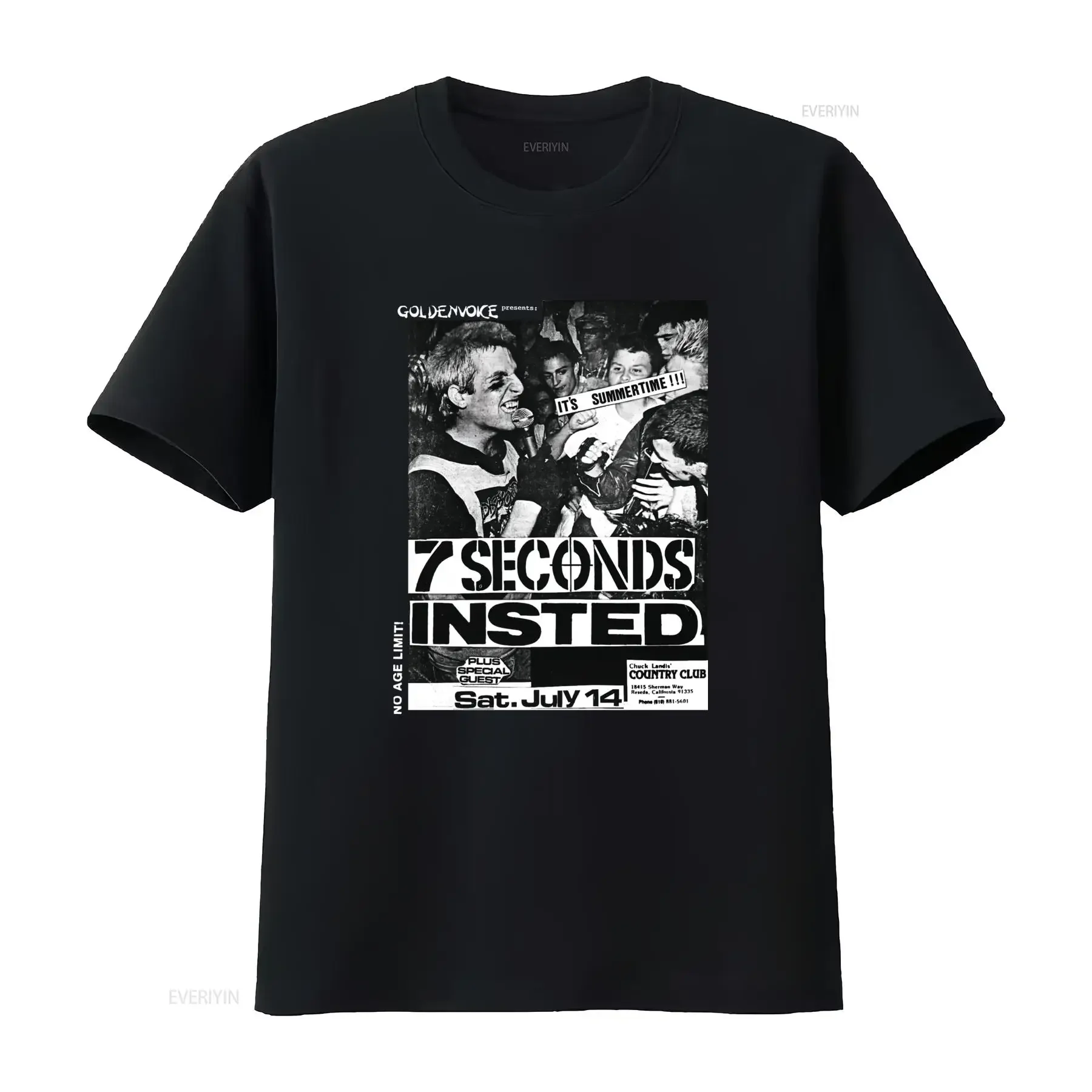 7 Seconds Insted Old School Flyer T Shirt Summer Concert Vibes Vintage Band Merch Rock Music Lover  vintage Washed Comfortable