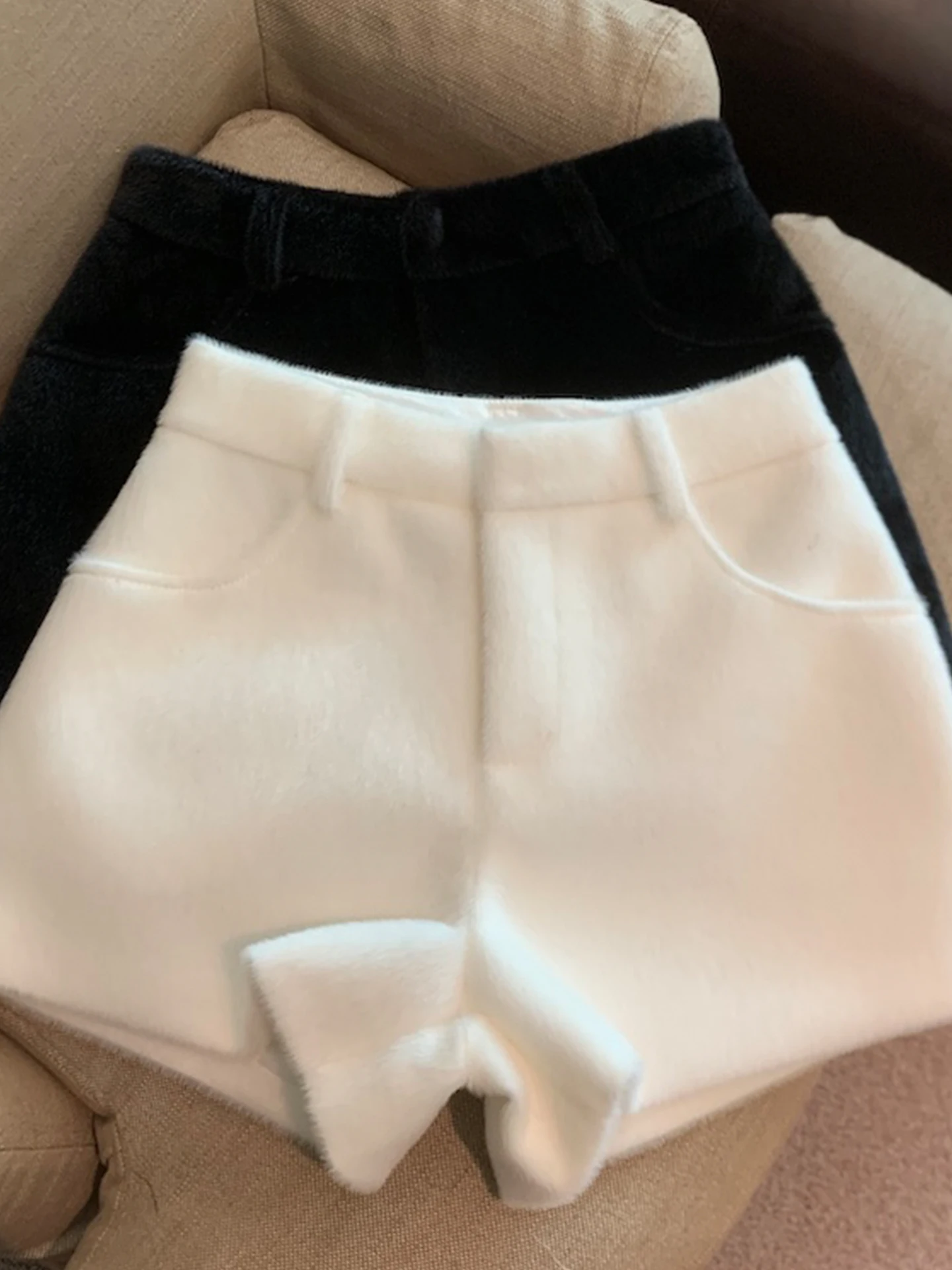   Thiened Warmth Pantaloni invernali da donna Fce a gamba larga Bootcut Vita alta Chiusura con cerniera Casual Tubo dritto