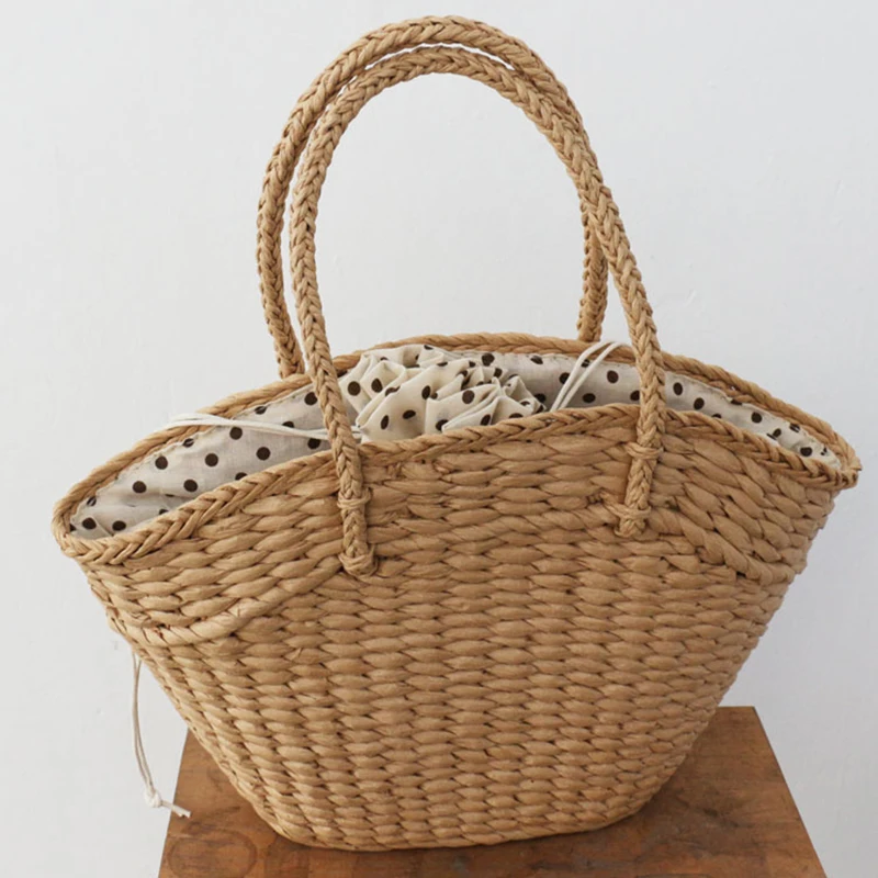 Women Beach Bag For Summer 2023 New Straw Woven Braided Top Handle Travel Shopping Bucket Fashion Simple Large Luxury Handbags