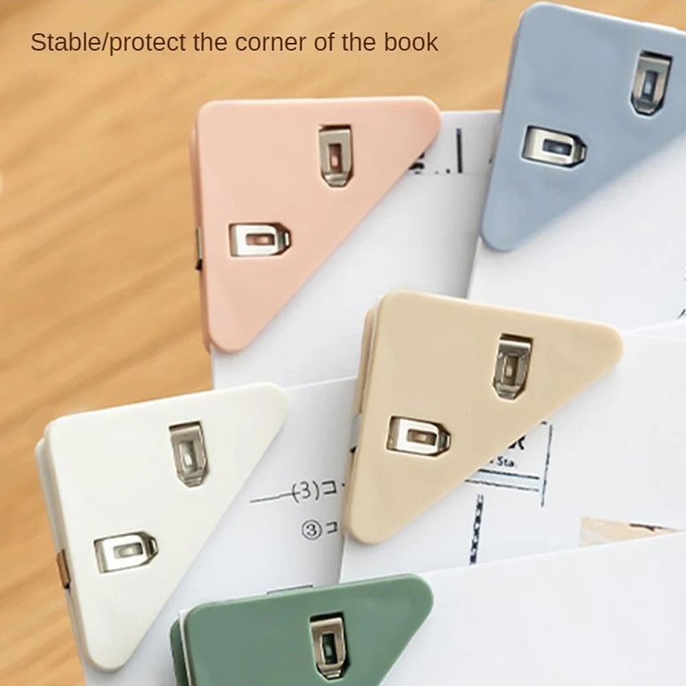 Office Accessories Photo Clamp School Supplies Stationary 10Pcs/Set Solid Color Triangle Corner Clips Page Holder Paper Clip