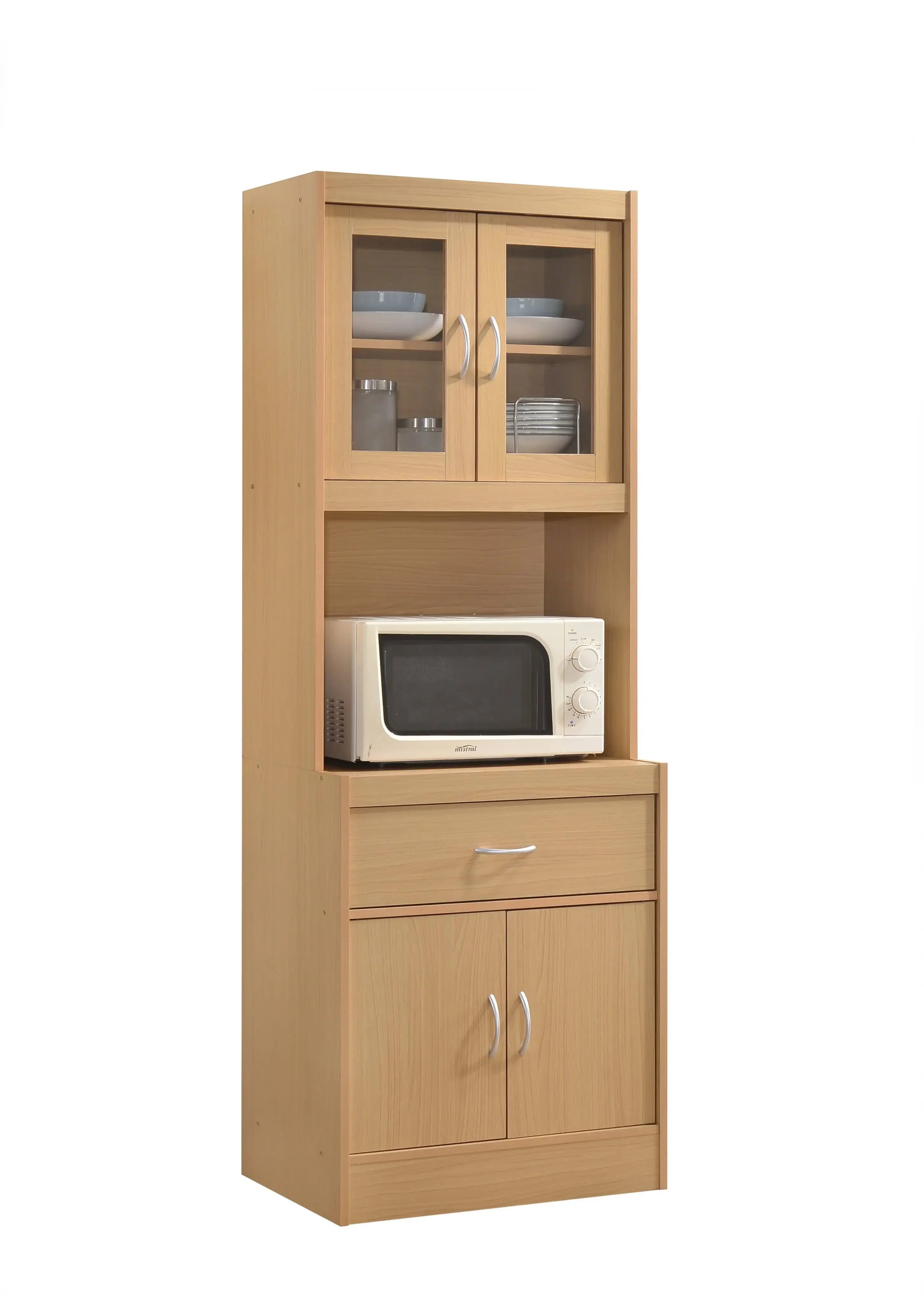 Factory Direct 2026 Modern Storage Kitchen Cabinet with 1 Drawer and 1 Large Open Shelf,Sturdy & Durable, plus Space for Microwa