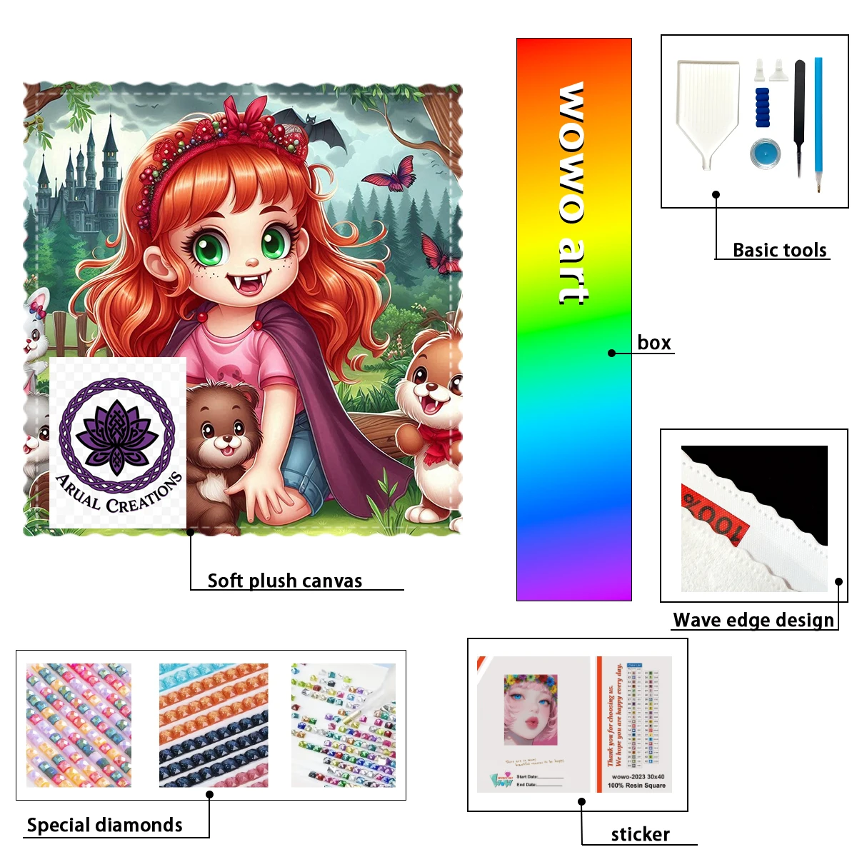 

【ARUAL Diamond Art】Vampire girl and her teddy bear 100% resin FD+ab+xc Diamond Stamping Kit Perfect Masterpiece worth Buying