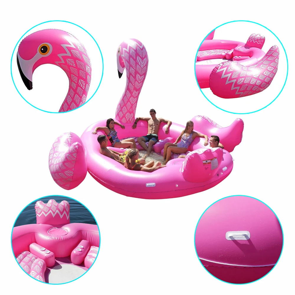 Imagem -02 - Gigante Inflável Flamingo Flutuante Piscina Flutuante Inflável Unicórnio Piscina Acessórios Ilha Party Praia Toy ao ar Livre 68 Pessoas