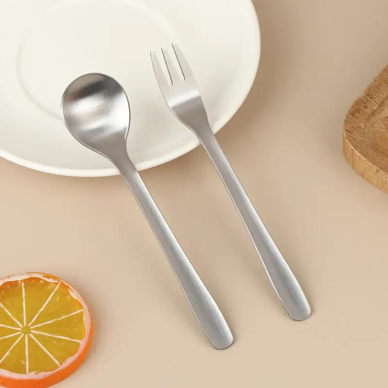 

Stainless Steel Fork Spoon Tableware Set Heat Resistant Salad Spoon Fruit Cake Fork for Dinner PartiesHot