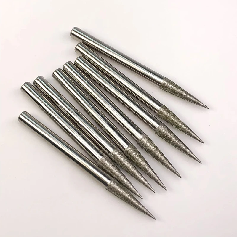 3/4mm Shank Computer Carving Needle CNC Jade Carving Grinding Head Pointed Needle Jade Diamond Carving Knife Stone Carving Tool