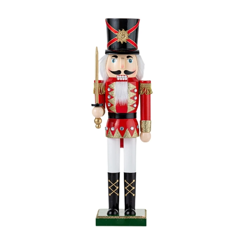 15in Bearer Wooden Nutcracker King Soldier Figurine Christmas Decorations