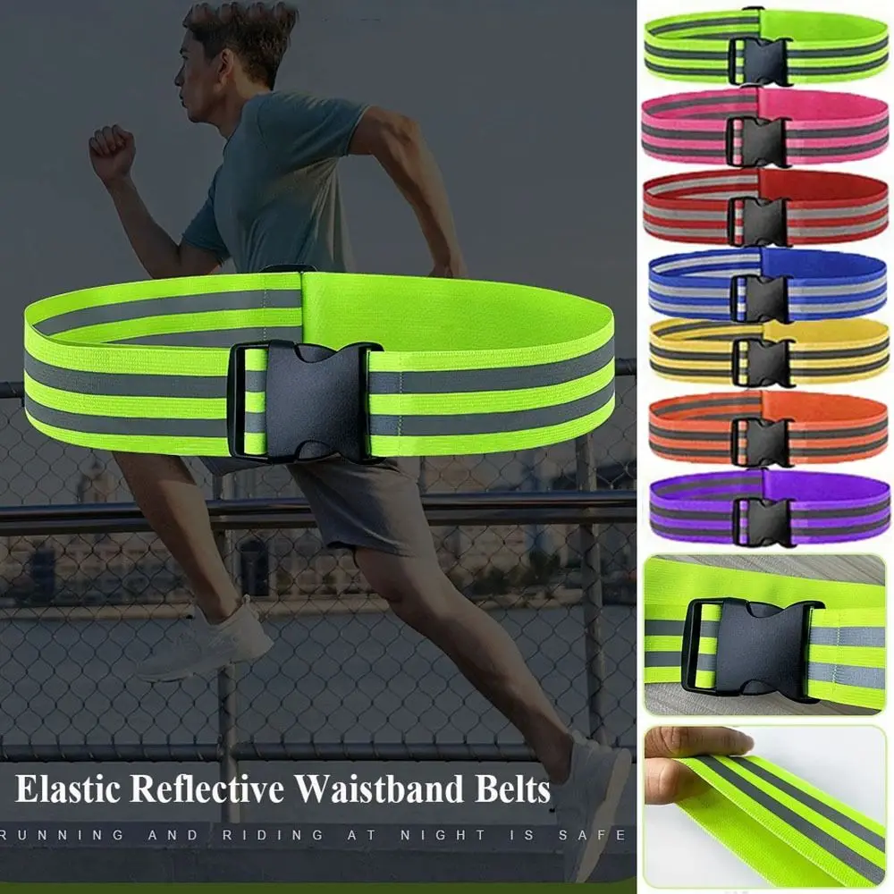 Waist Adjustable Reflective Waistband Belts Elastic 8 Colors Sport Safety Belts 5*1*1cm Night Safety Gear