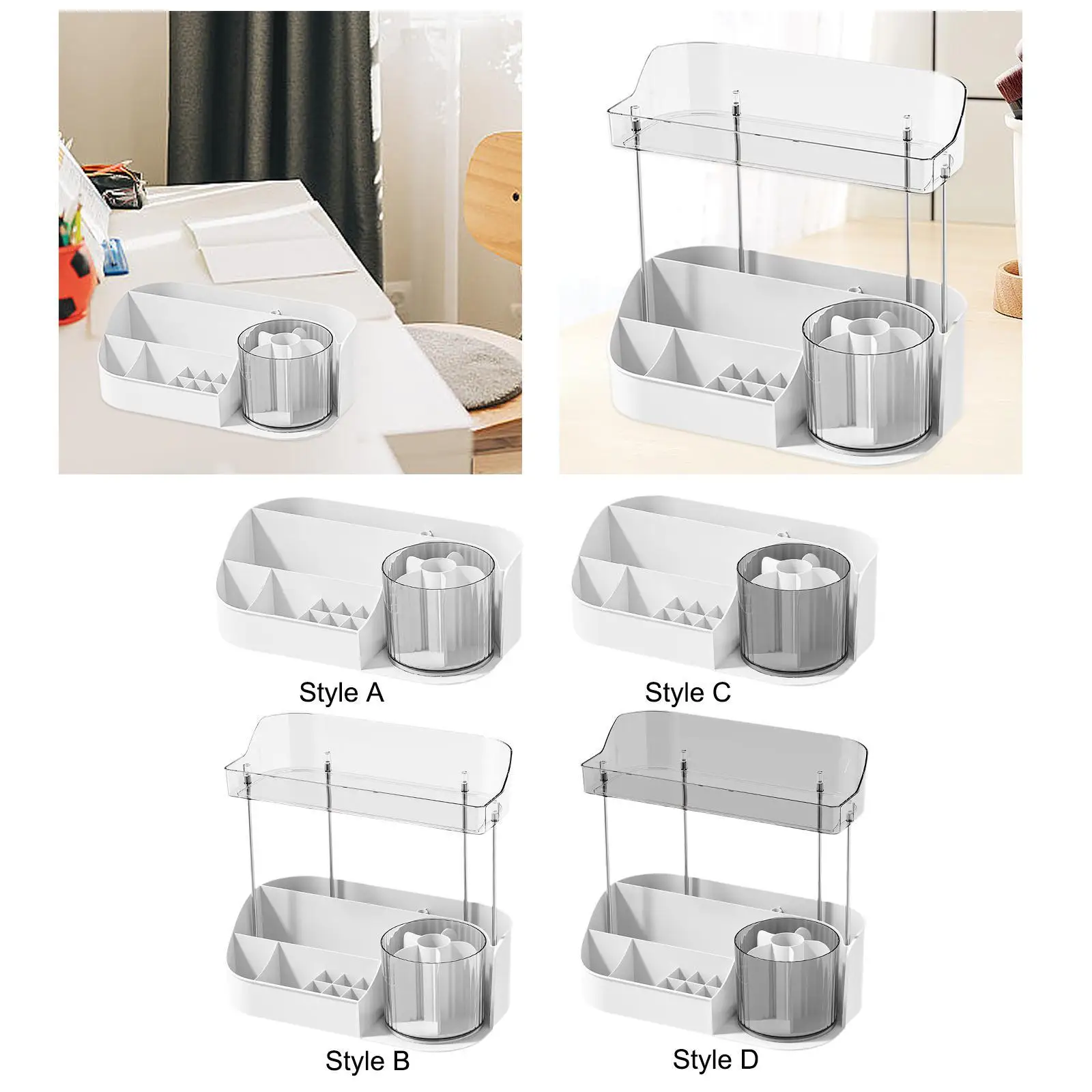 Makeup Desk Organizer Cosmetic Storage Stylish Container Countertop Organizer