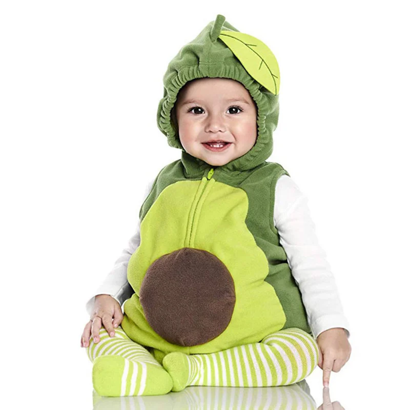 Disfraz de aguacate para Bebé y Niño, mono con capucha para niño y niña de 0 a 24 meses, pelele corto, vestido elegante de Halloween con medias