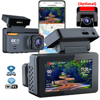 DashCam 4K Mini Car Dvr Video Recorder With GPS WIFI Support Dual Lens 1080P RearView Camera Night Vision Black Box 24h Parking