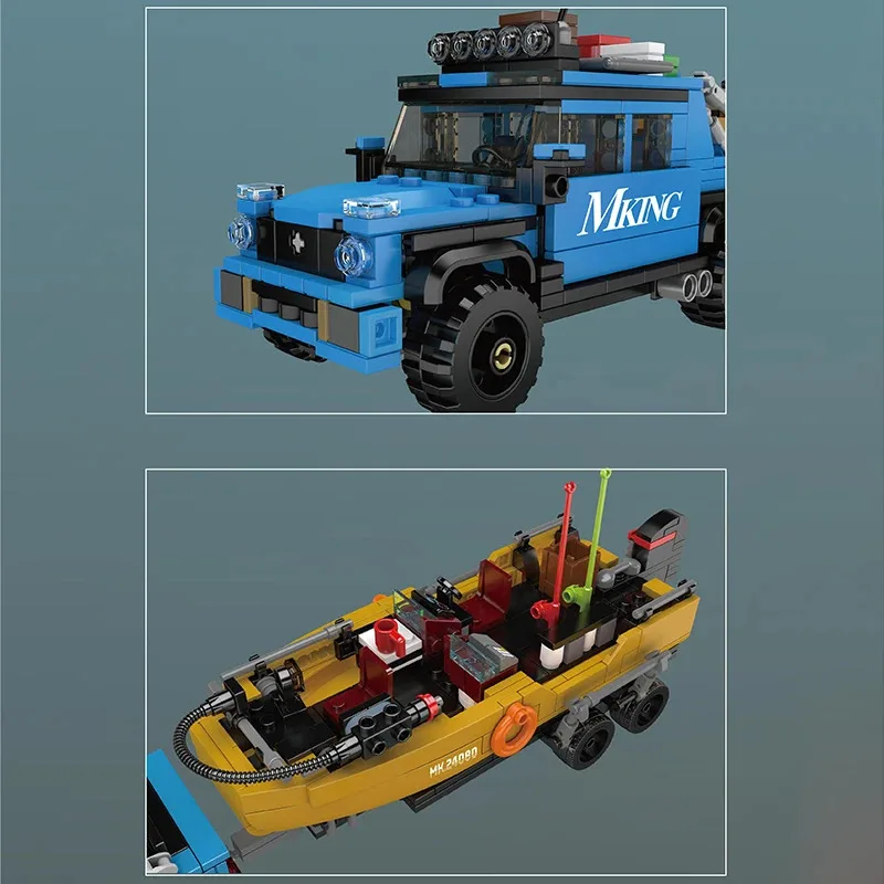 Molde rei novo 872 pçs barco de pesca reboque modelo blocos de construção kit montado brinquedos ornamentos presente aniversário do miúdo 24080