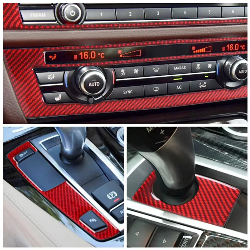 

Red Carbon Fiber Stickers Car Interior Modification Cover Trim Strips For BMW 5 Series 528 525li F10 Car Inner Accessories