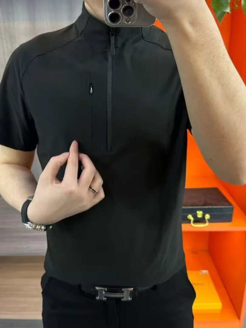 

Мужская футболка с коротким рукавом на молнии DB260 для активного отдыха, повседневная, спортивная, модная, с воротником-стойкой, дышащая, летняя, молодежная, популярная модель