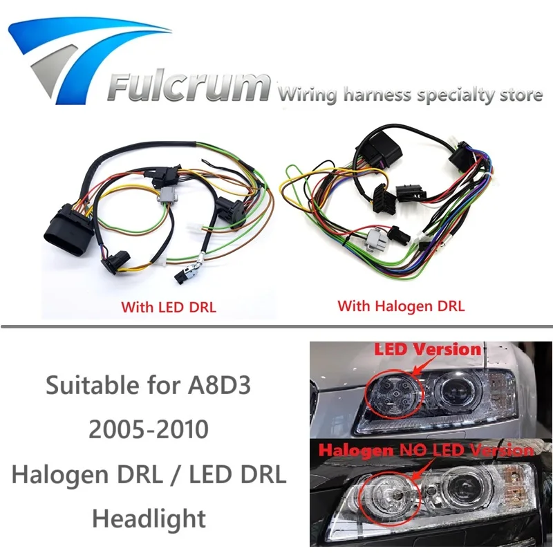 

Suitable for Audi A8D3 2005-2010 Halogen DRL headlight LED DRL headlight internal wire harness plug wiring harness assembly