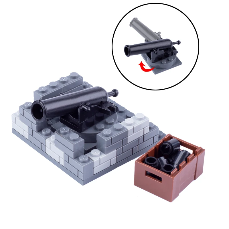 Medieval Military Soldier Figures Cannon Building Block Army Napoleonic War Artillery Vehicle Weapons Animal MOC Bricks Kids Toy