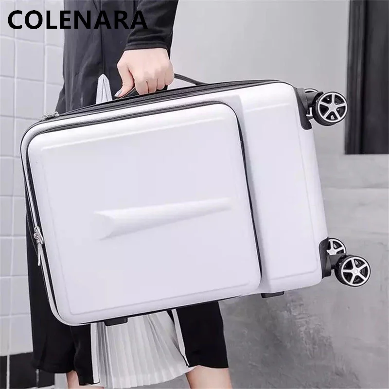 COLENARA 20"24" Inch Handheld Travel Suitcase Front Opening Boarding Box Lightweight Trolley Case USB Charging PC Luggage