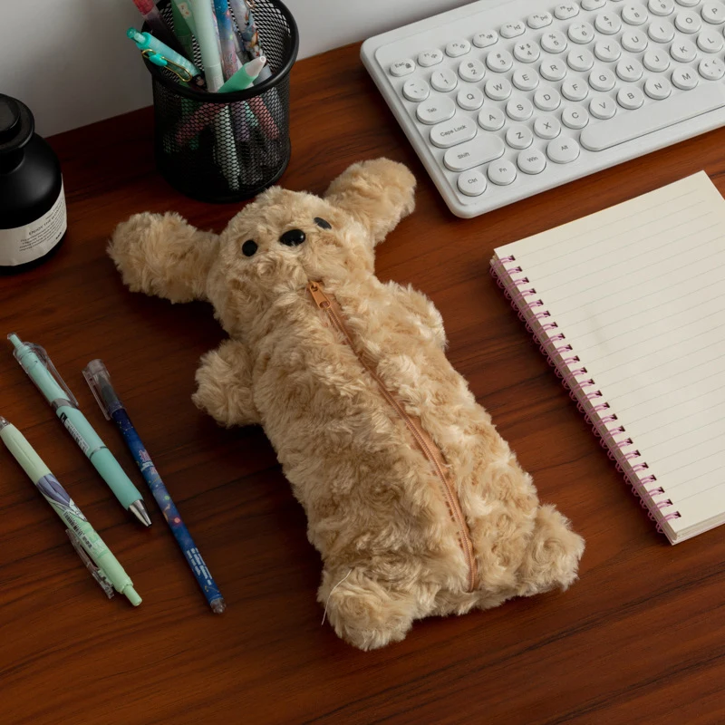 Śliczny pies Kawaii Pluszowe zabawki Piórnik Kreskówka Miękki pluszowy szczeniak Torba stacjonarna Duża pojemność Wielofunkcyjna torba do przechowywania