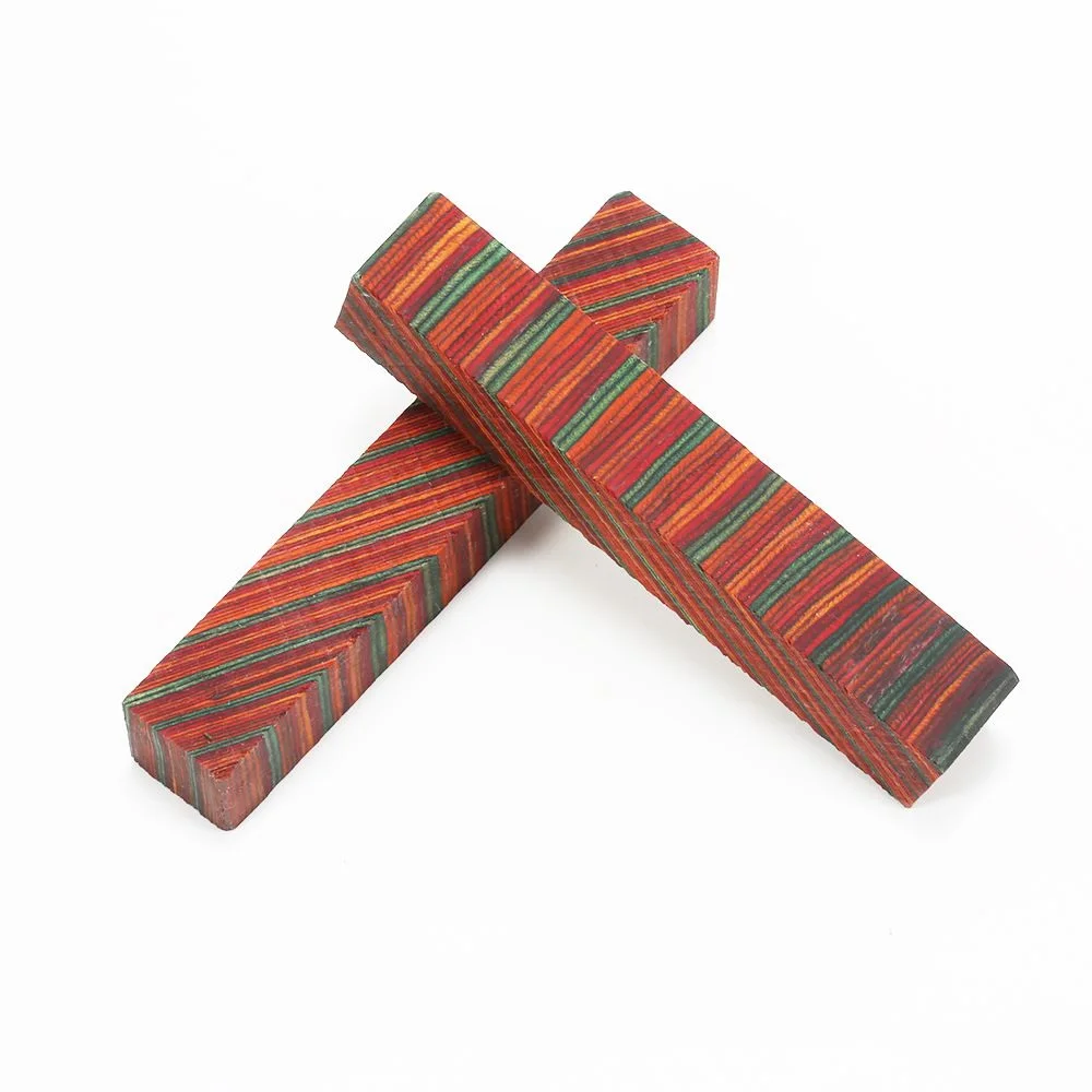 Colored wood Colored Solid Wood Multi-layer Compressed Wood Pen Knife Handle Buddha Bead Carving Materials Colorful Material image 3
