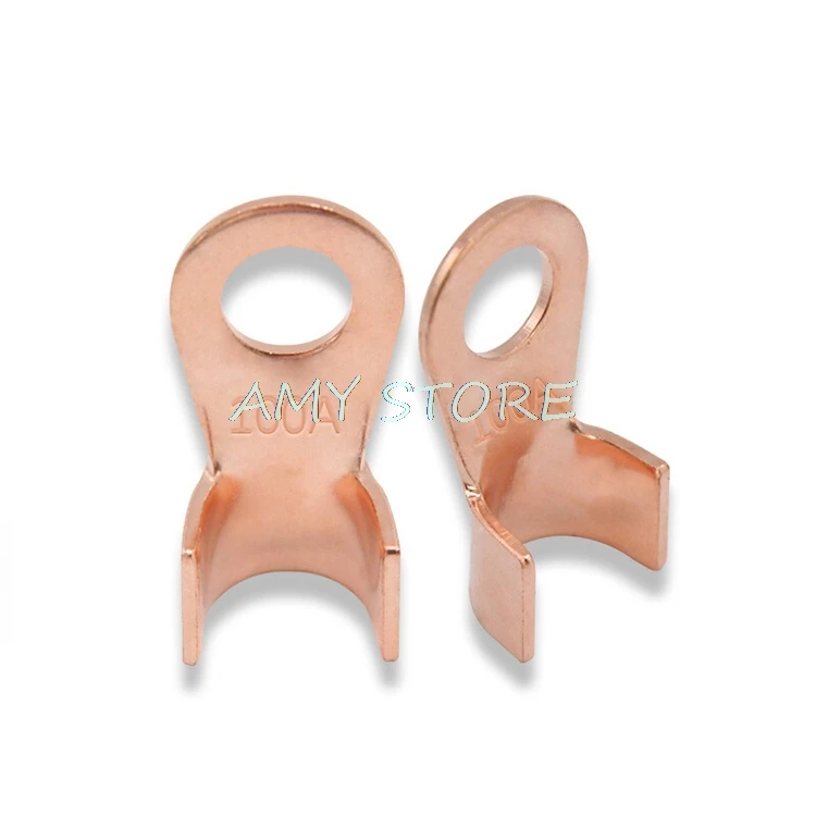 20Pcs 100A Non Insuleted Open End Ring Lugs Copper Battery Cable Connector Terminal Crimping 10-25mm2 Wire OT-100A