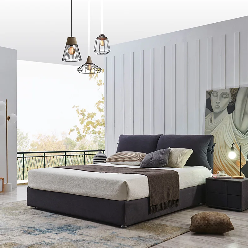 

European Modern Bed Minimalist Double Light Luxury Wedding Hotel Bed High Quality Aesthetics Create Muebles Bedroom Furniture