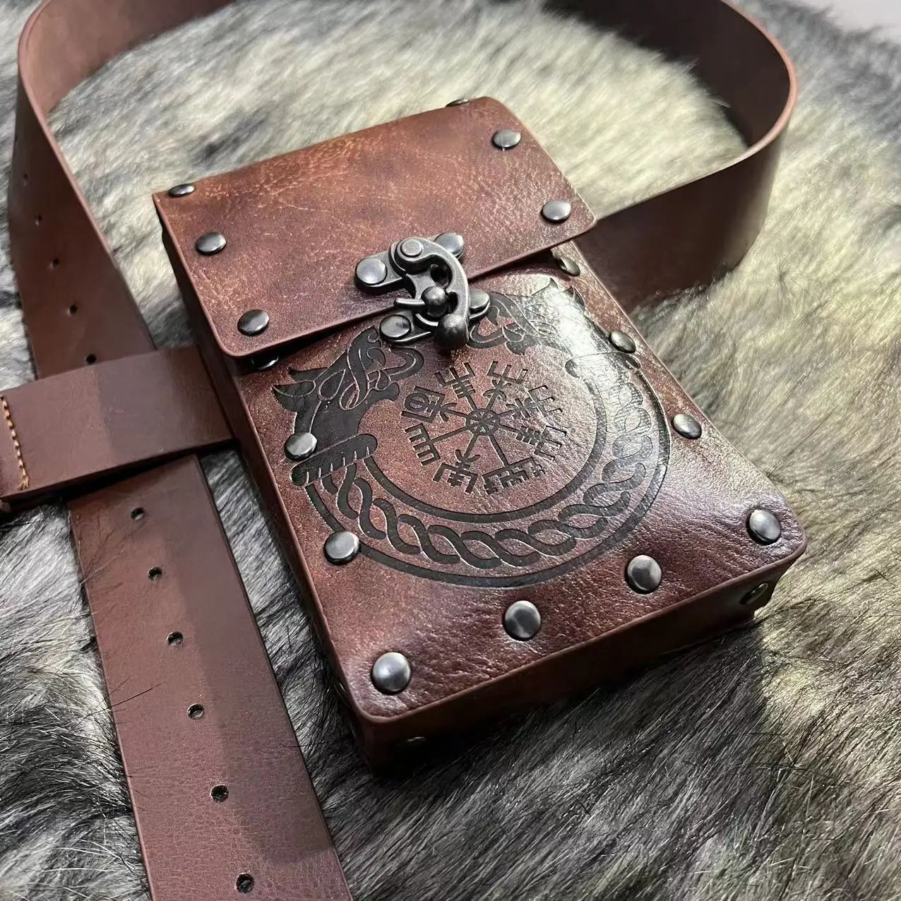 Medieval Steampunk Retro Brown Waist Bag Outdoor Mobile Phone Coin Mini Bag Sports Leisure Role Playing Accessories