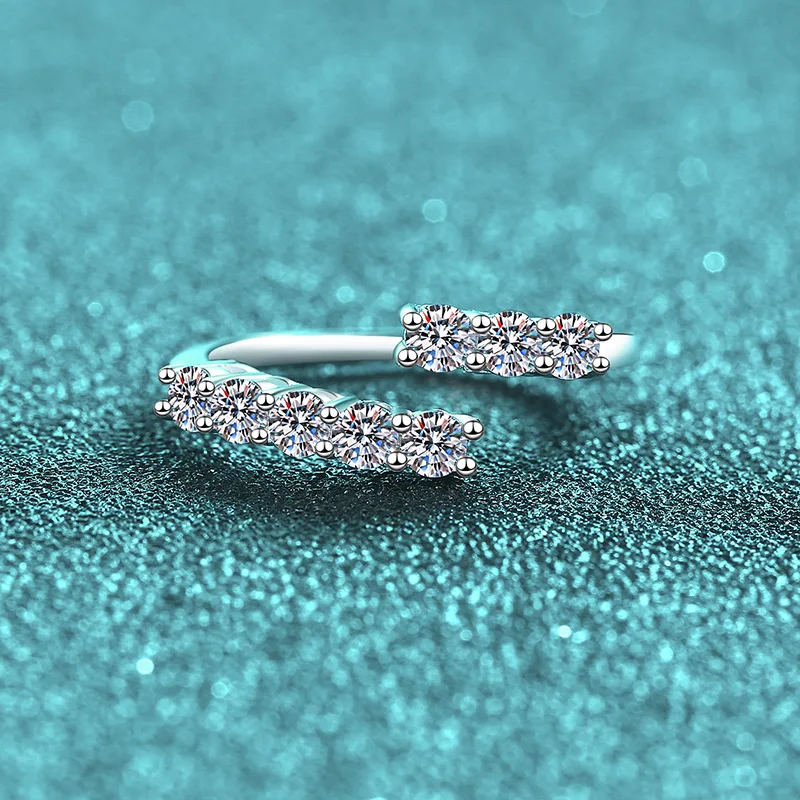 

Кольцо из 100% стерлингового серебра 925 пробы 0,8 карата с муассанитом неправильной формы, регулируемое отверстие для женщин, ювелирные изделия, свадебная вечеринка