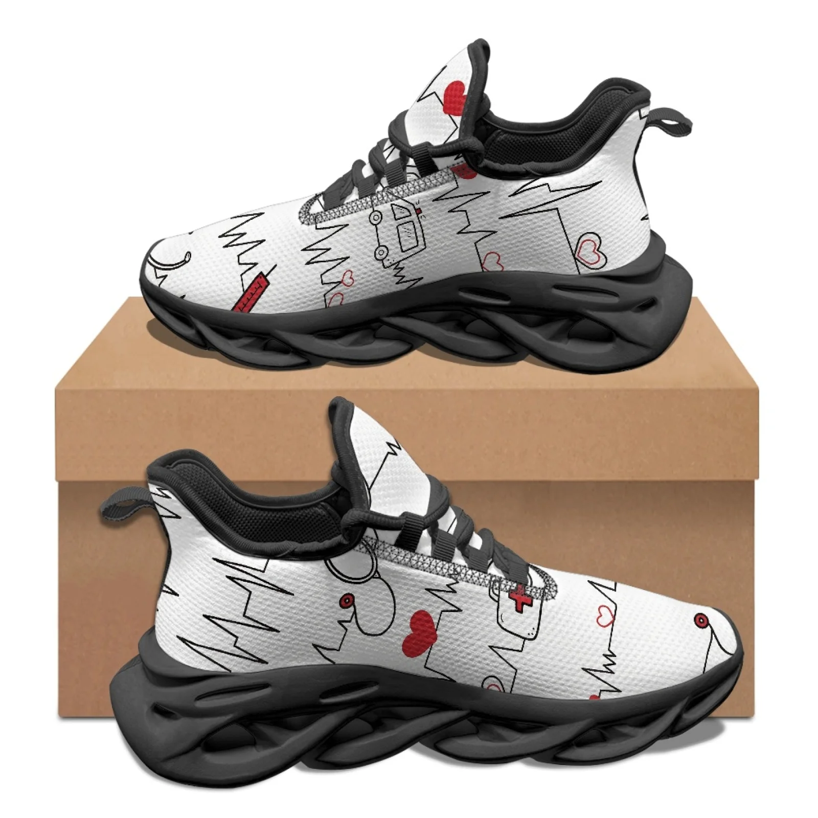 PENSTROLL Lightweight Fashion Sneakers Breathable Athletic Sneakers for Jogging Men Medical Heartbeat