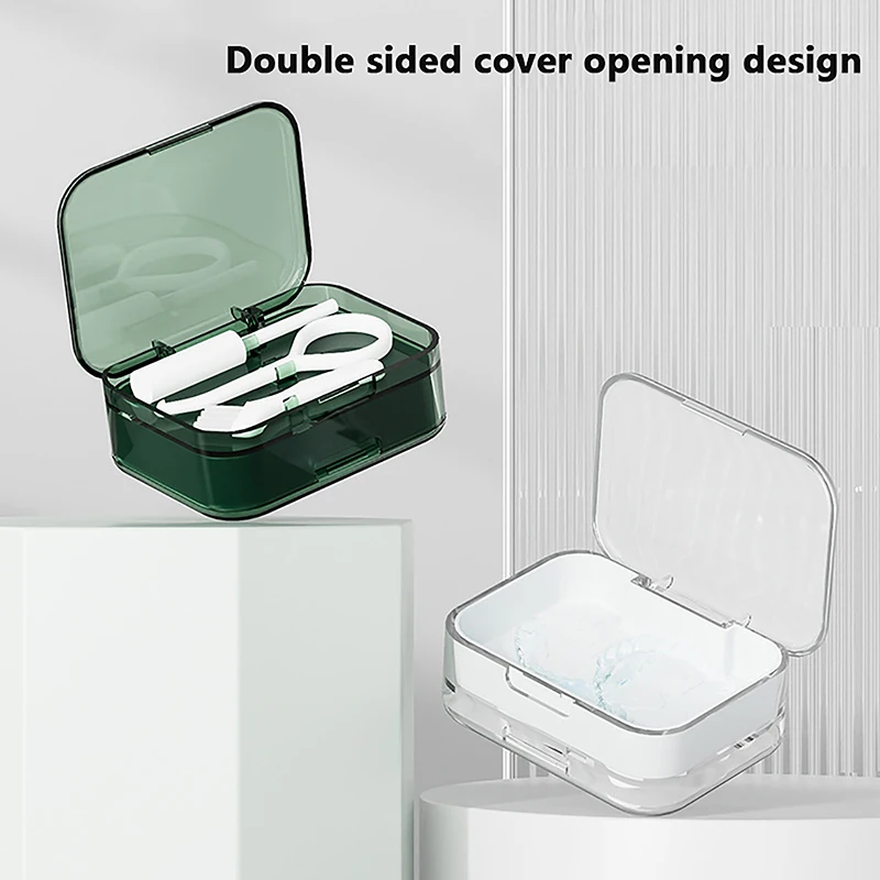 

1pc 2 layers Orthodontic Retainer Braces Storage Box With Teeth Soaking Denture Cleaning Tooth Storage Portable Case